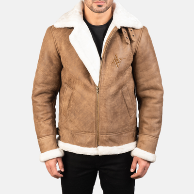 Armanivives Francis B-3 Chaqueta bomber de cuero marrón desgastado